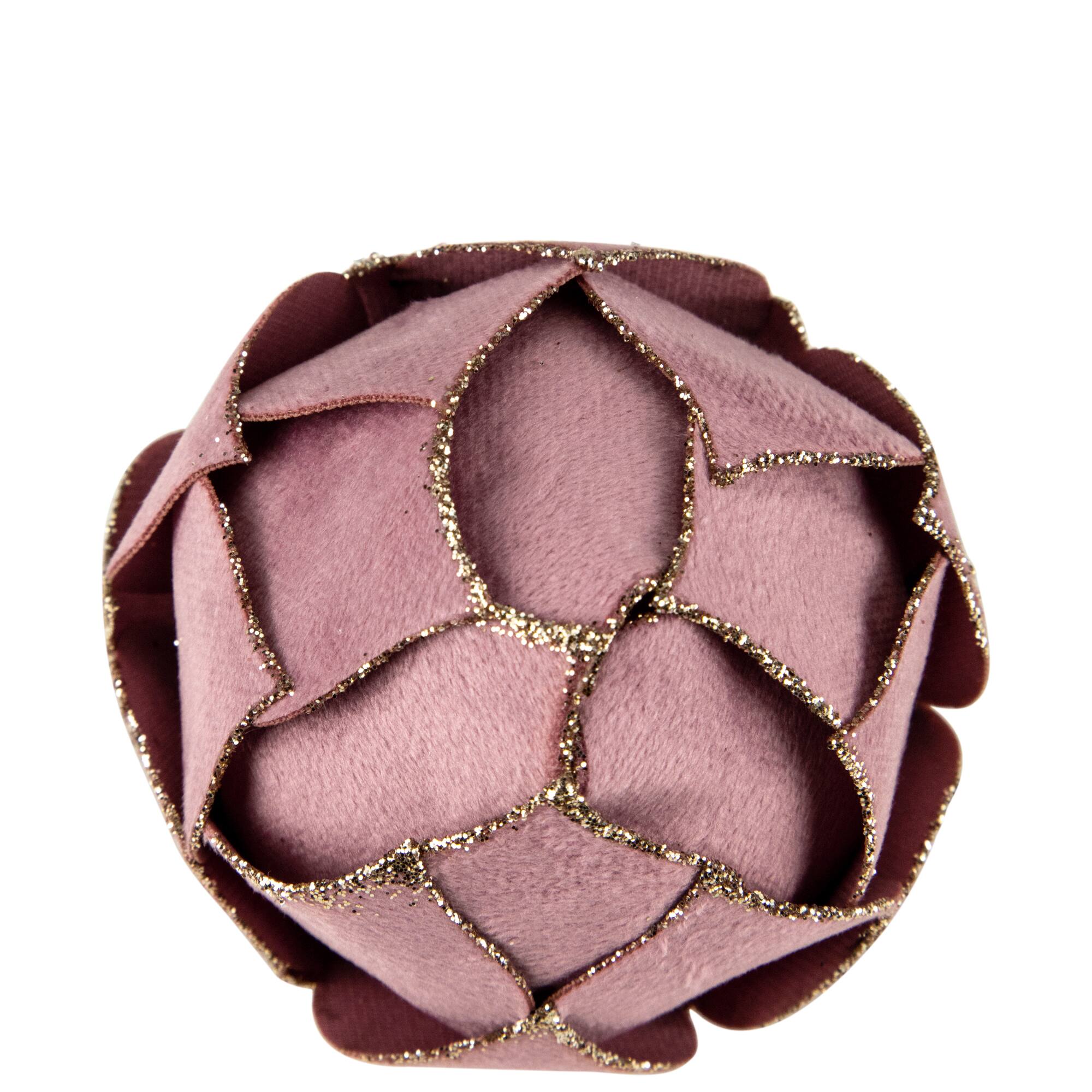 5" Pink Flower Glitter Petal Shatterproof Ball Ornament